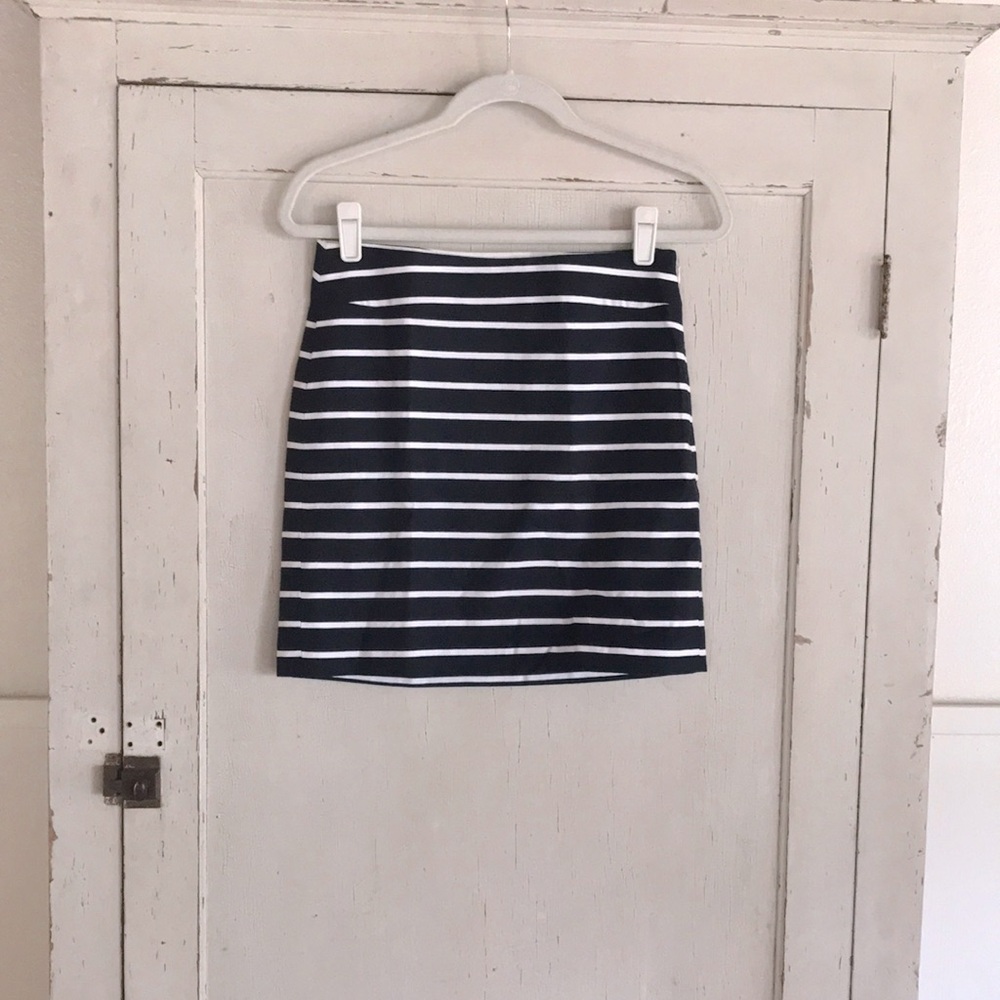 Banana Republic Navy and White Striped Mini Skirt